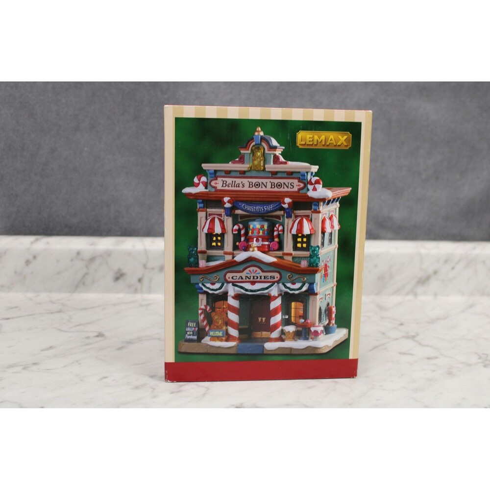 Lemax Bella's Bon Bons Porcelain Lighted Candy Shop Christmas Village House